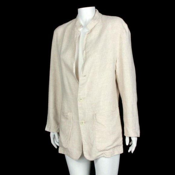 Millibar Italy Summer Lightweight Blazer Jacket size 48 Beige (wrinkled) 259 - Picture 3 of 6